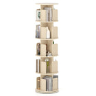 Dreamade 5-Tier Rotating Bookshelf 360° Display Rack w/Dividers & Anti-Falling Baffles