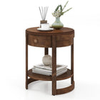 Dreamade Round Side Tables Set of 1/2 | 2-Tier Retro End Tables with Drawer & Shelf