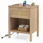 Dreamade Rattan Night Stand with Drawer and Open Shelf (1/2)