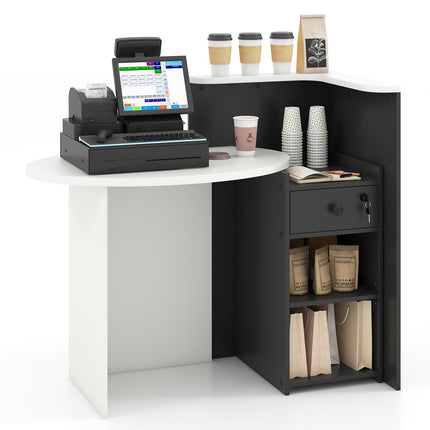 Dreamade Front Counter Desk with Lockable Drawer