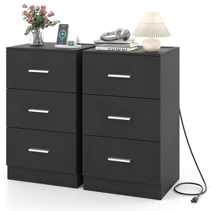 Dreamade Night Stand with Charging Station - 26’’ Tall Side End Table
