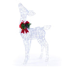 Dreamade Christmas Pre-Lit Reindeer | 50 Cold White LED Lights & Red Bow Stakes & Zip Ties Included