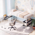 Dreamade Low Loft Twin Size Bed with Desk & Bookshelf