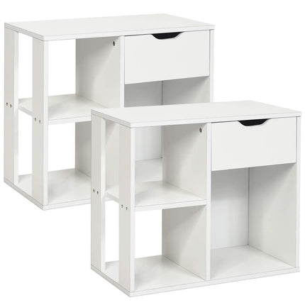 Dreamade 3 Cube Bookcase with Drawer, 2 Tier Bookshelf for Small Space, Modern Freestandin