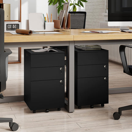 Dreamade 3-Drawer File Cabinet with Wheels Wooden File Organizer
