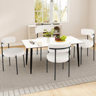 Dreamade Sherpa Dining Chairs Set of 4, Upholstered Round Kitchen Chairs with Curved Backrest & Metal Legs