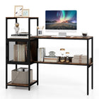Dreamade Modern Computer Workstation Home Office Desk with Storage Cabinet and Shelves