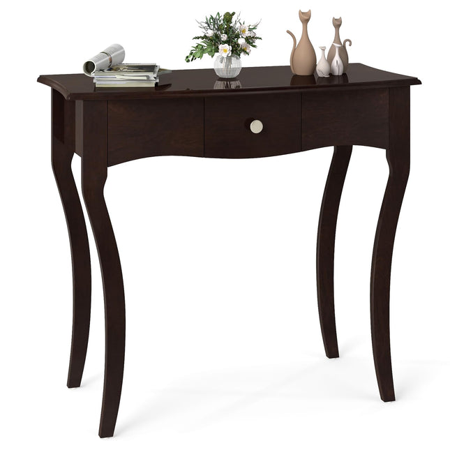 Dreamade Console Table with Drawer and Solid Wood Frame