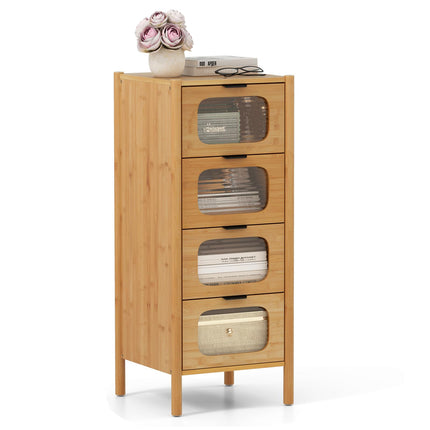 Dreamade 4 Drawer Storage Cabinet with Fluted Tempered Glass Drawers