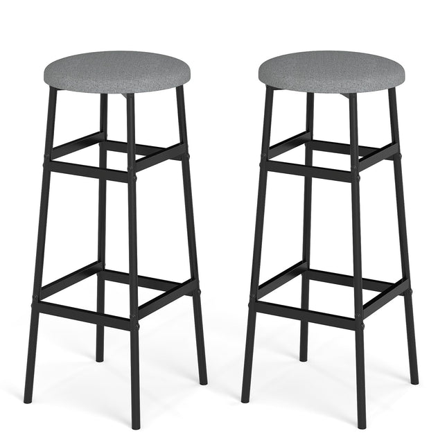 Dreamade 29 Inch Bar Stools Set of 2/4 Upholstered Round Backless Bar Height Chairs with Sturdy Metal Frame and Footrest