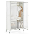 Portable Closet with Rollers, Mobile Metal Armoire Closet with Hanging Rod