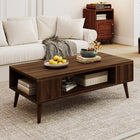 Dreamade 42 Inch Mid Century Modern Coffee Table Rectangular with Open Compartment