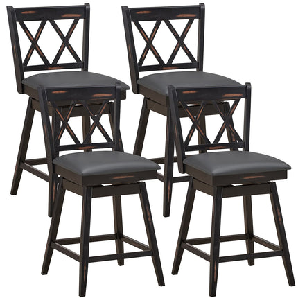 Dreamade Bar Stool with Foot Rest Upholstered Cushion & Ergonomic Backrest