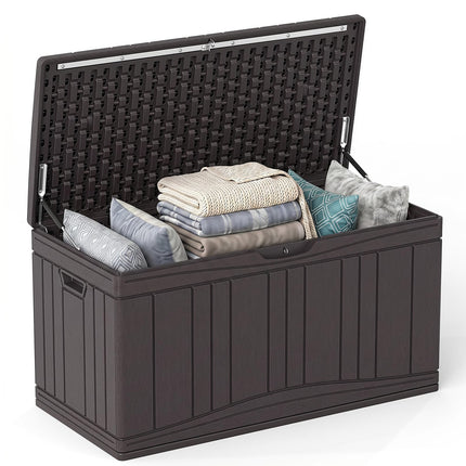 Dreamade 80 Gallon Patio HDPE Storage Bin with Gas Struts & Lock-Compatible Lid