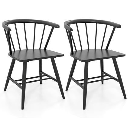 Dreamade Windsor Dining Chairs Set of 2/4 Mid-Century Modern Black Kitchen Chairs w/Solid Rubber Wood Frame