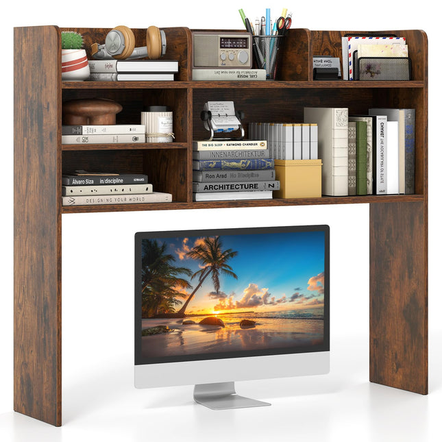 Dreamade Desktop Bookshelf, 37" Desk Hutch Dorm for Computer Up to 32 Inch