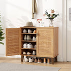 Dreamade Shoe Cabinet with Doors, 4-Tier Farmhouse Shoe Storage Cabinet with 3 Adjustable Shelves