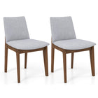 Dreamade Upholstered Dining Chairs Set of 2/4, Linen Fabric Wooden Kitchen Chairs w/Rubber Wood Frame