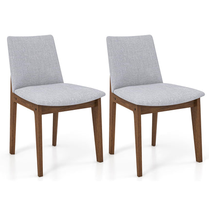 Dreamade Upholstered Dining Chairs Set of 2/4, Linen Fabric Wooden Kitchen Chairs w/Rubber Wood Frame