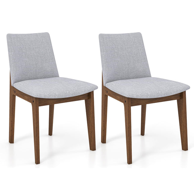 Dreamade Upholstered Dining Chairs Set of 2/4, Linen Fabric Wooden Kitchen Chairs w/Rubber Wood Frame