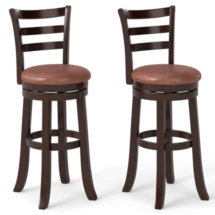 Dreamade 30" Counter Height Swivel Barstools Set of 2/4 with Faux Leather Seat and Wrap-around Footrest