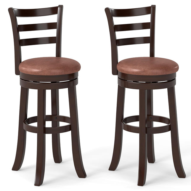 Dreamade 30" Counter Height Swivel Barstools Set of 2/4 with Faux Leather Seat and Wrap-around Footrest