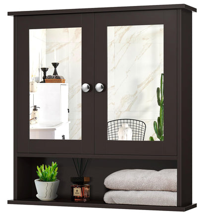 Dreamade Medicine Cabinet, Bathroom Wall Cabinet with 2 Mirrored Doors, Adjustable Shelf