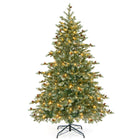 Dreamade 6ft Pre-Lit Artificial Christmas Tree, Hinged Full Xmas Pine Tree with 240 Warm White LED Lights