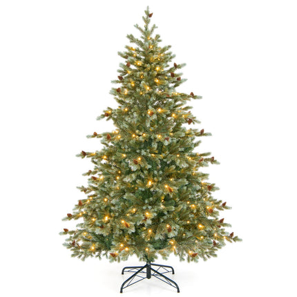 Dreamade 6ft Pre-Lit Artificial Christmas Tree, Hinged Full Xmas Pine Tree with 240 Warm White LED Lights