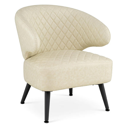 Dreamade Mid Century Modern Accent Leather Upholstered Armchair with Robust Metal Legs (1/2)