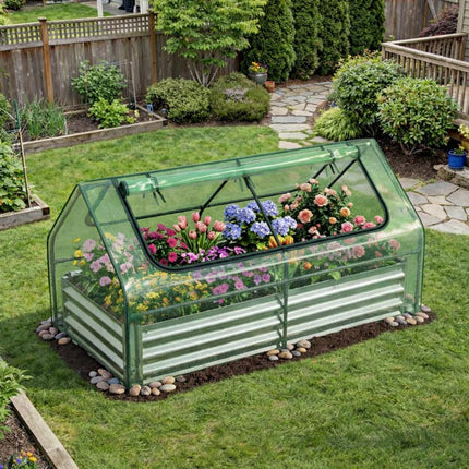 Dreamade 3-in-1 Metal Raised Garden Bed with Greenhouse Cover