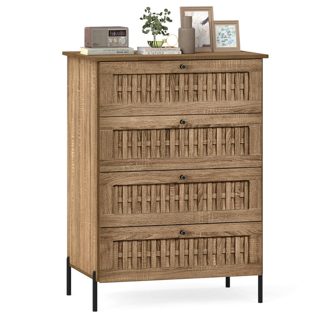Dreamade 4-Drawer Dresser with Interlocking Mechanism and Metal Legs for Bedroom