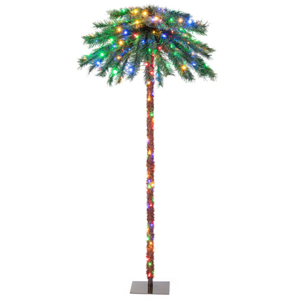 Dreamade 6 FT Pre-Lit Artificial Christmas Tree, Lighted Xmas Palm Tree W/ 210 Multi-Color LED Lights - DreamadeUS
