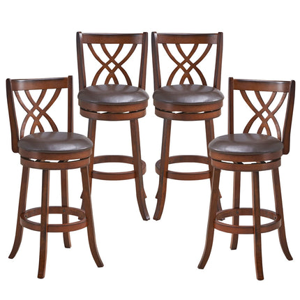 Dreamade Brown Bar Stools PU Leather Cushioned Seat and Footrests, for Kitchen Island