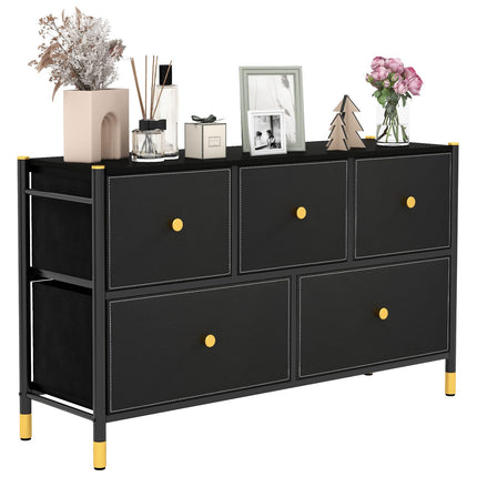 Dreamade Dresser for Bedroom with 5 Storage Drawers - Fabric Dresser Tower with Metal Frame, Fabric Bins