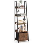 Dreamade 5-Tier Industrial Ladder Bookshelf with Removable Fabric Drawer (1/2)
