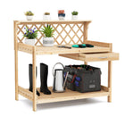 Dreamade Wood Potting Table with 3 Tier Shelves