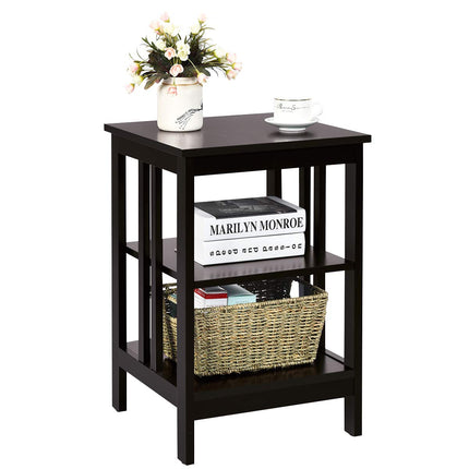 Dreamade Nightstand 3-Tier Sofa Side Table W/Reinforced Bars and Stable Structure
