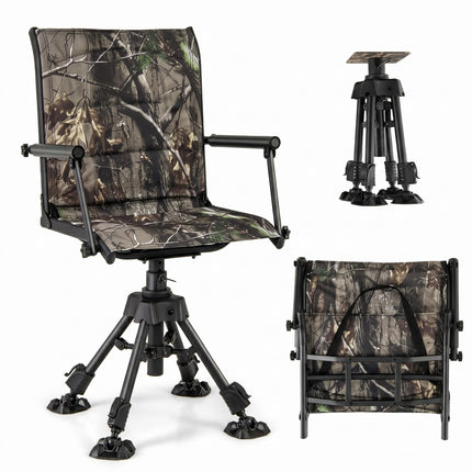 DREAMADE 360°Swivel Hunting Chair Foldable Ground Blind Chair