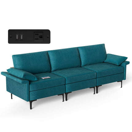 Dreamade 3-Seat Sectional Sofa Couch, 100.5" L Convertible Sleeper with USB Port & Outlet