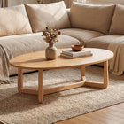 Dreamade 46'' Oval Coffee Table hickened Top & Solid Rubber Wood Frame