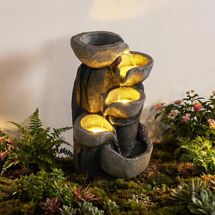Dreamade 5-Tier Outdoor Water Fountain with Lights