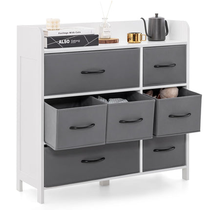 Dreamade Storage Cabinet with 7 Drawers & Open Shelf, Chest of Drawers, Console Table