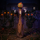 DREAMADE Halloween 5.6FT Sound Activated Pumpkin Man with Green LED Eyes