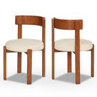 Dreamade Wooden Dining Chairs Set of 2/4 Teddy Fleece Upholstered Boucle Kitchen Chair w/Curved Backrest