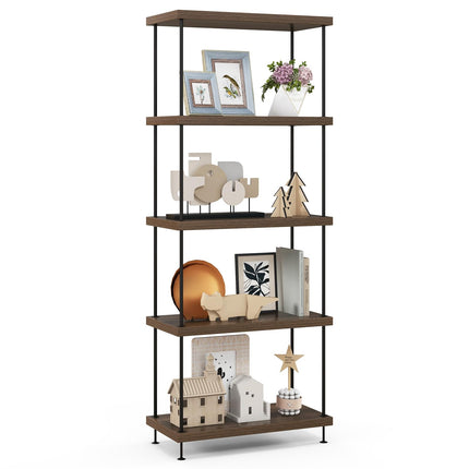 Dreamade 3-Tier Open-Back Bookshelf, Freestanding Display Rack, Metal Frame Storage Shelf