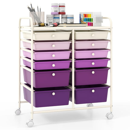 Dreamade 12 Drawer Rolling Storage Cart Tools Scrapbook Paper Office School Organizer