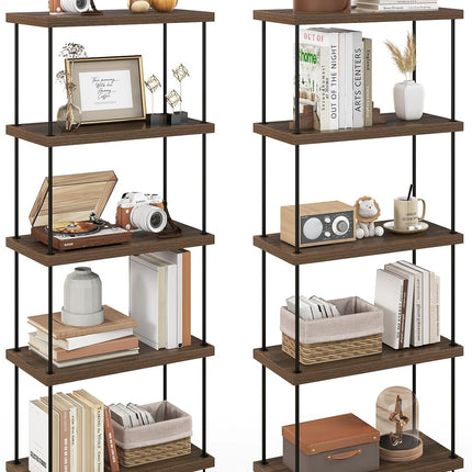 Dreamade 3-Tier Open-Back Bookshelf, Freestanding Display Rack, Metal Frame Storage Shelf
