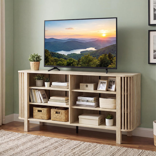 Dreamade 59" TV Stand for TVs Up to 55 Inches | Modern Entertainment Center with Adjustable Shelves