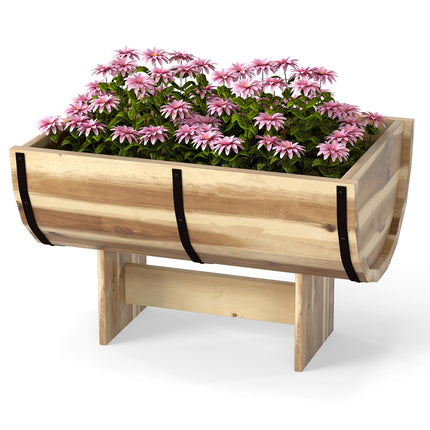 Dreamade Half Barrel Raised Garden Bed for Flower Vegetable Fruit